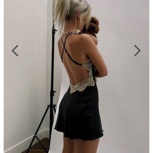 Verge Girl Learn French Black Slip Mini Dress